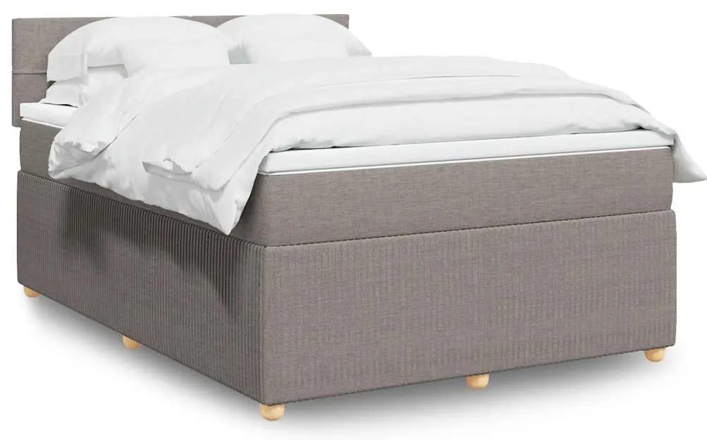 vidaXL Cama com molas/colchão 140x190 cm tecido castanho-acinzentado