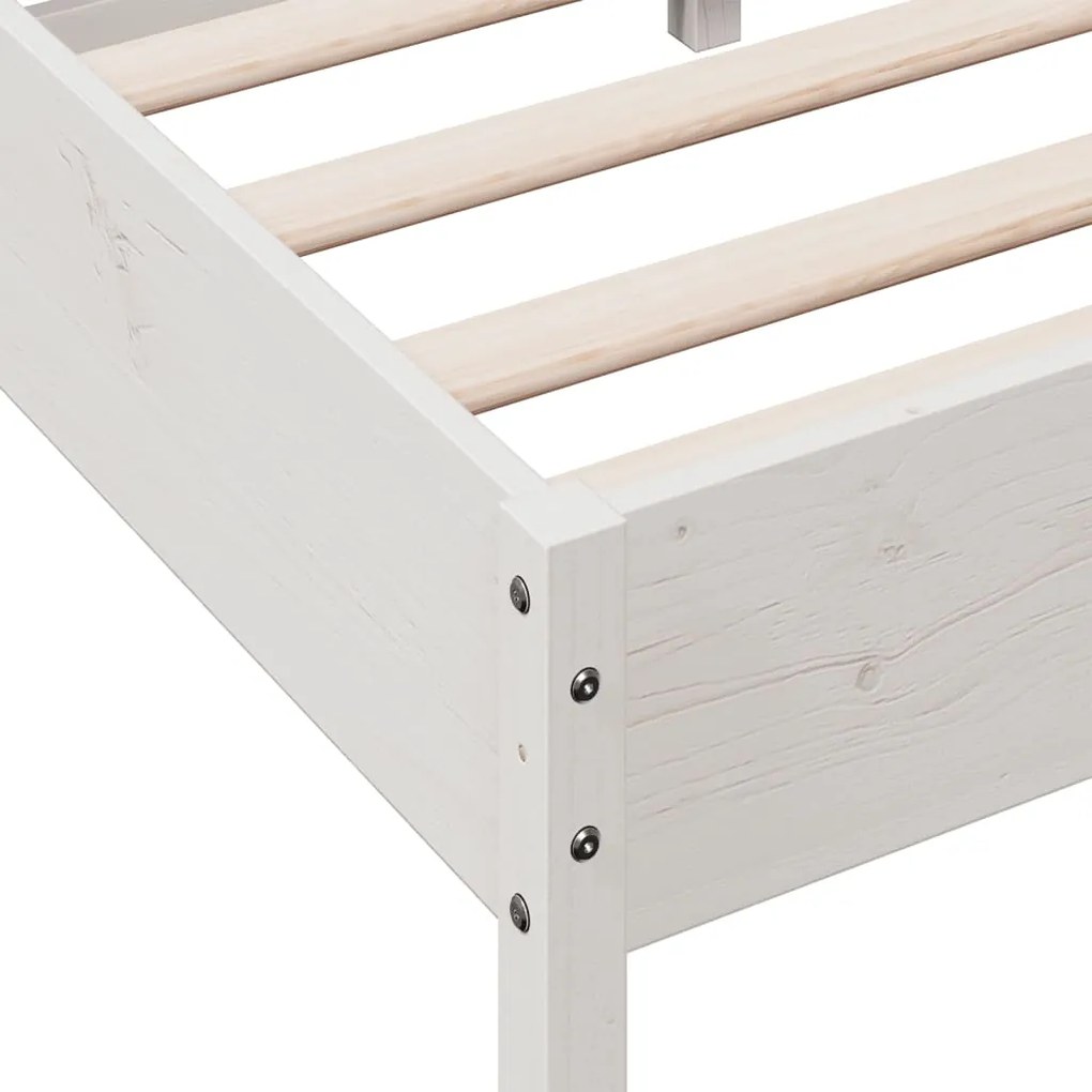 Cama sem colchão 75x190 cm madeira de pinho maciça branco