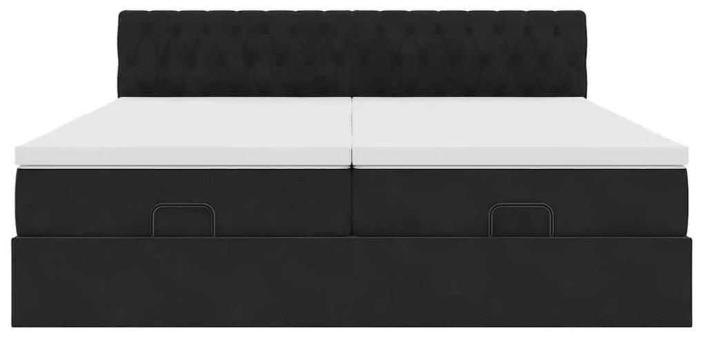 Estrutura de cama otomana com colchões 180x200cm veludo preto