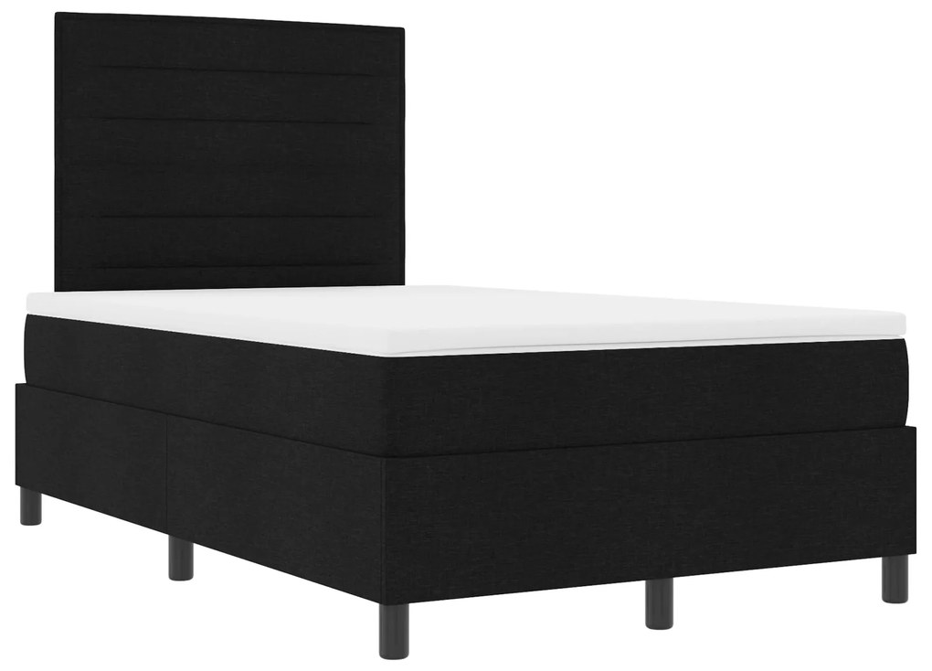 Cama Box com Colchão Preta Pequena Cama de Casal Tecido