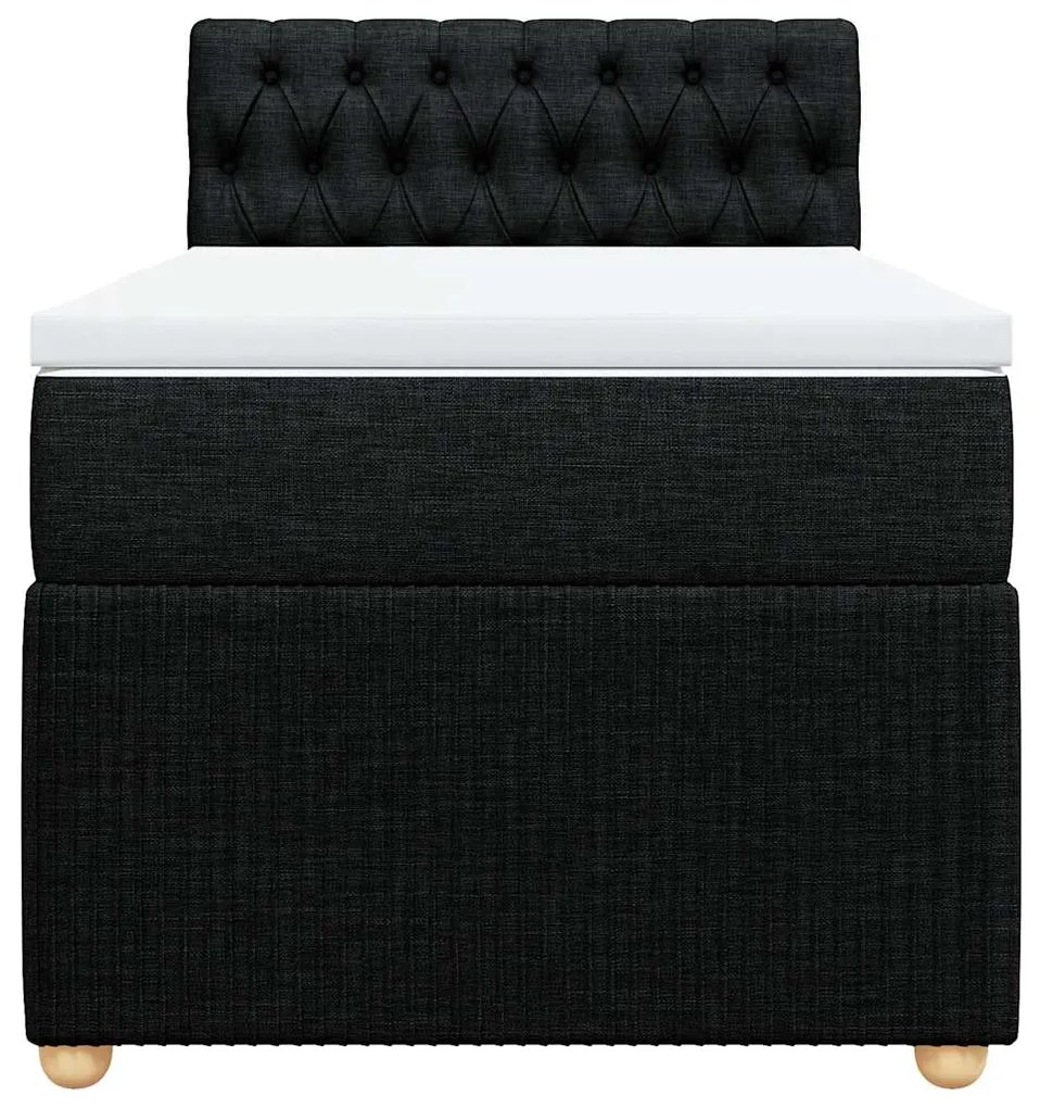 Cama com molas/colchão 90x190 cm tecido preto