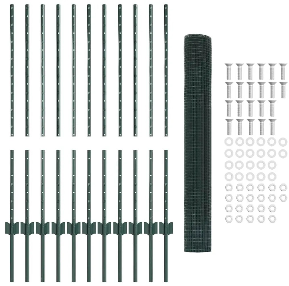 Conjunto de Cerca de Jardim Conjunto de 2 Verde Aço Galvanizado
