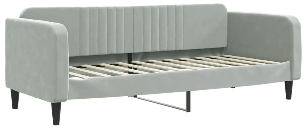 Sofá-cama c/ gavetão e colchões 80x200 cm veludo cinzento-claro