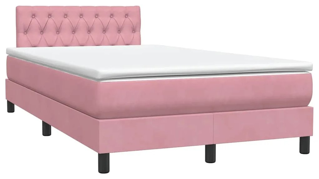 Cama com molas/colchão 120x220 cm veludo rosa