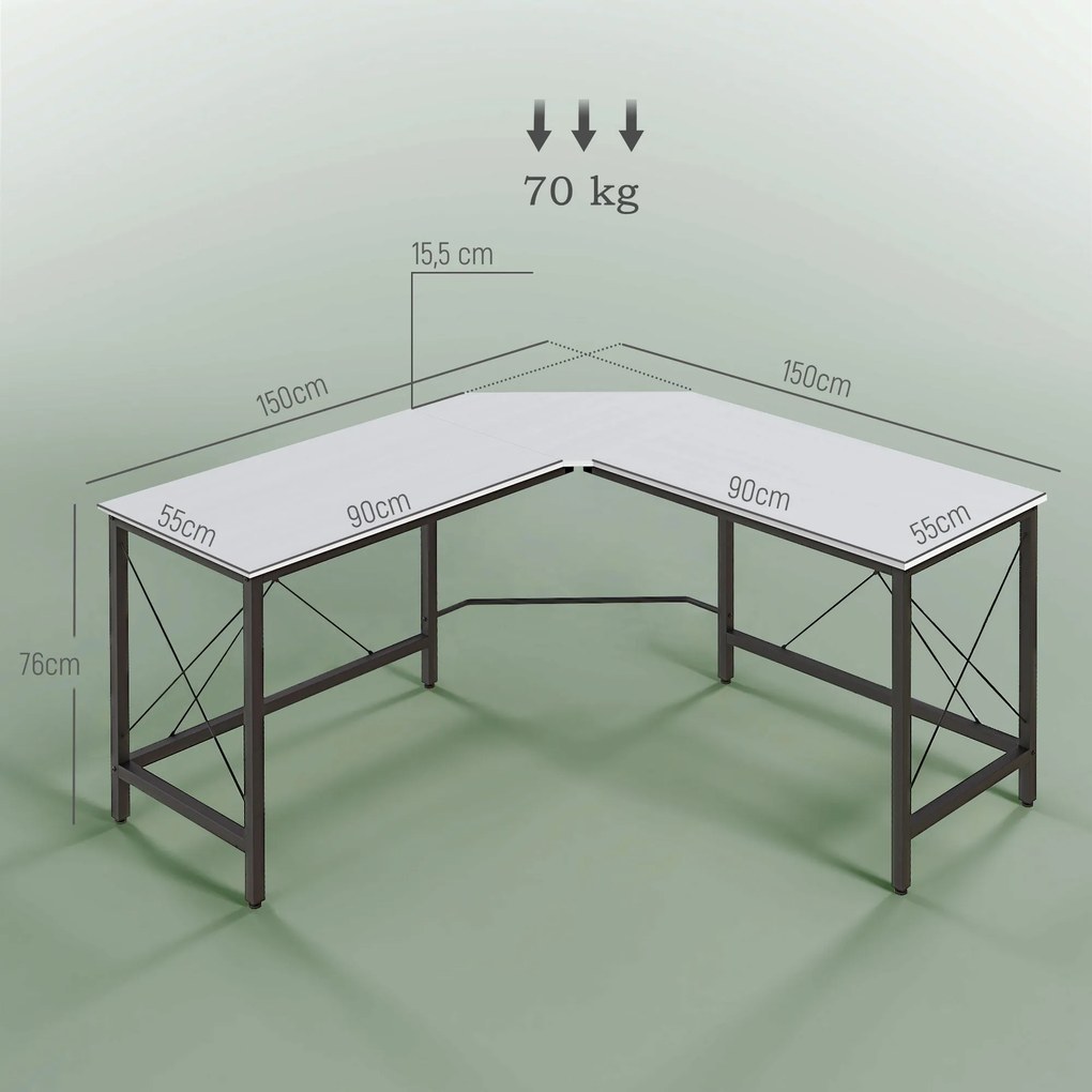 Secretária de Canto – Modelo Nice – 150x150x76 – Moderna – Branco