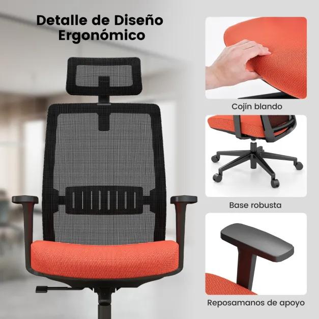 Cadeira de escritório com altura ajustável de 116-126 cm Cadeira de mesa com apoio de cabeça dobrável 3D preta
