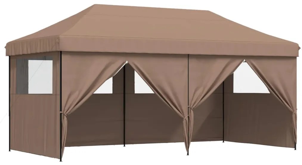 Tenda p/ festas pop-up dobrável com 4 paredes laterais castanho