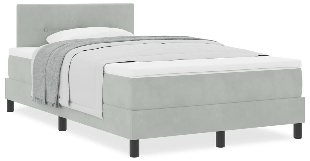 Cama Box com Colchão vidaXL Cinza Claro Dobro Pequeno Veludo