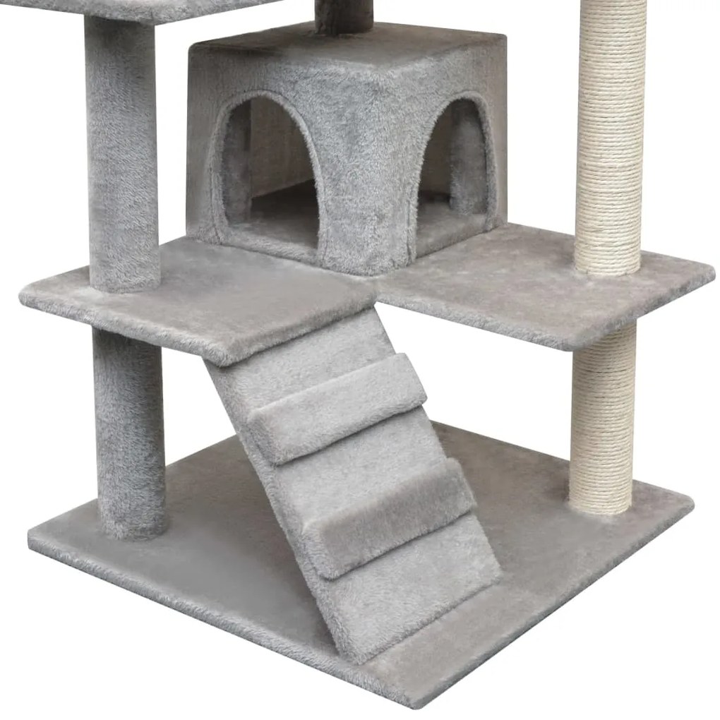 Árvore para gatos c/ postes arranhadores sisal 125 cm cinzento