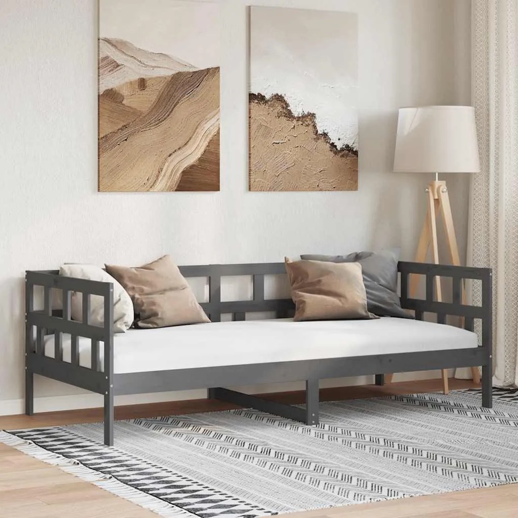 Sofá-cama 80x200 cm madeira de pinho maciça cinzento