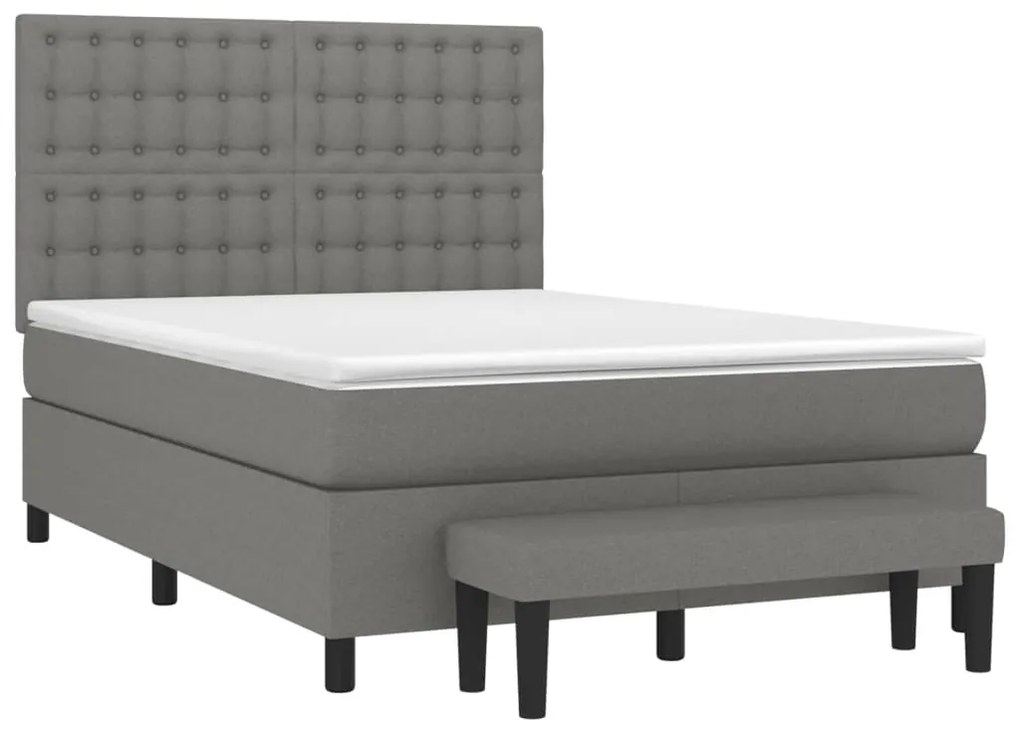 Cama com molas/colchão 140x190 cm tecido cinzento-escuro
