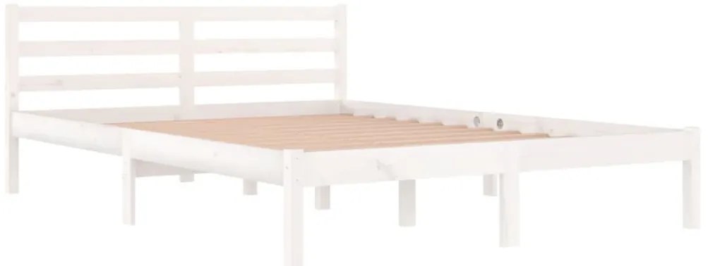Estrutura de cama 140x200 cm pinho maciço branco