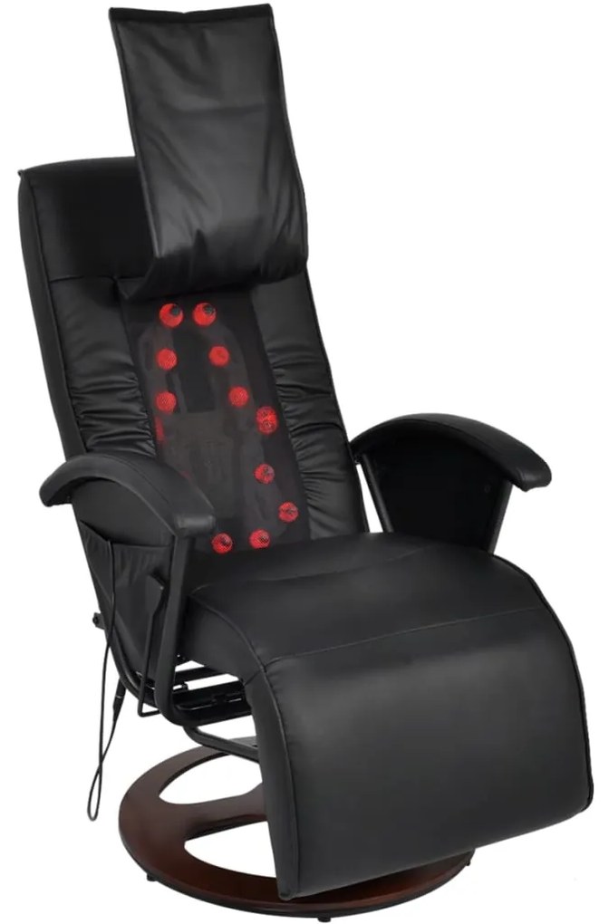 vidaXL Cadeira de massagens shiatsu couro artificial preto