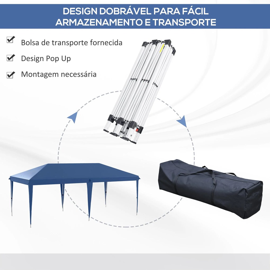 Tenda Dobrável 6x3 Tenda de Jardim Portátil com Bolsa de Transporte Te
