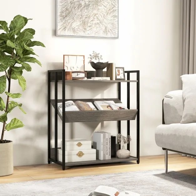 Estante de 3 prateleiras ajustáveis e estrutura metálica para cozinha, sala 70 x 35 x 81 cm Cinzenta
