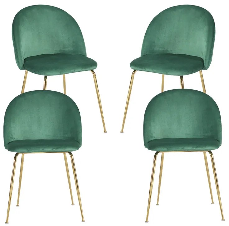 Pack 4 Cadeiras Golden Dalnia Veludo - Verde