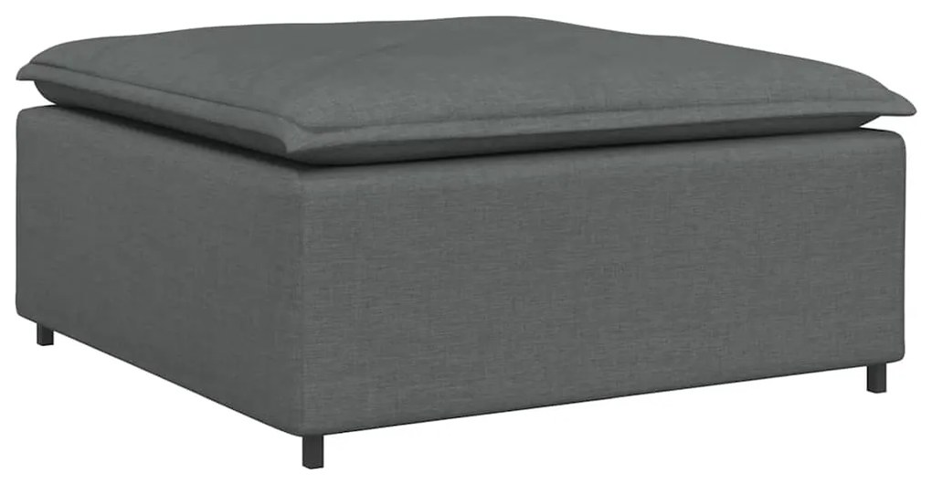 Sofá modular com pufes e almofadas cinzento-escuro