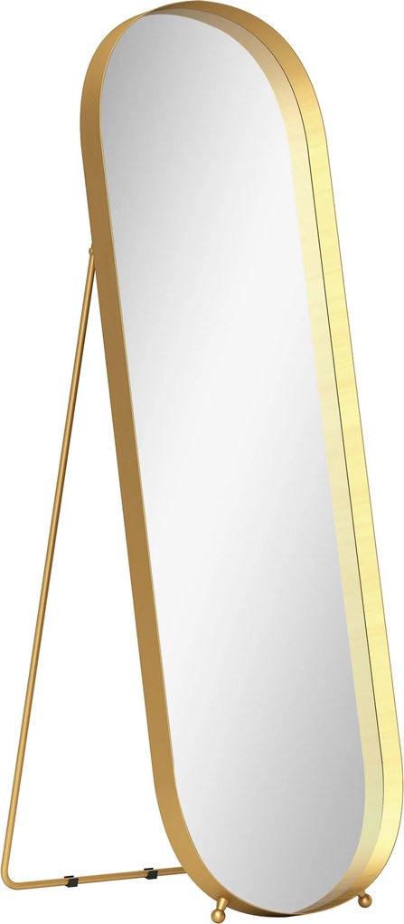 HOMCOM Espelho de Corpo Inteiro com Moldura Metálica, 160 x 50 cm, Moldura Dourada, para Sala, Quarto | Aosom Portugal