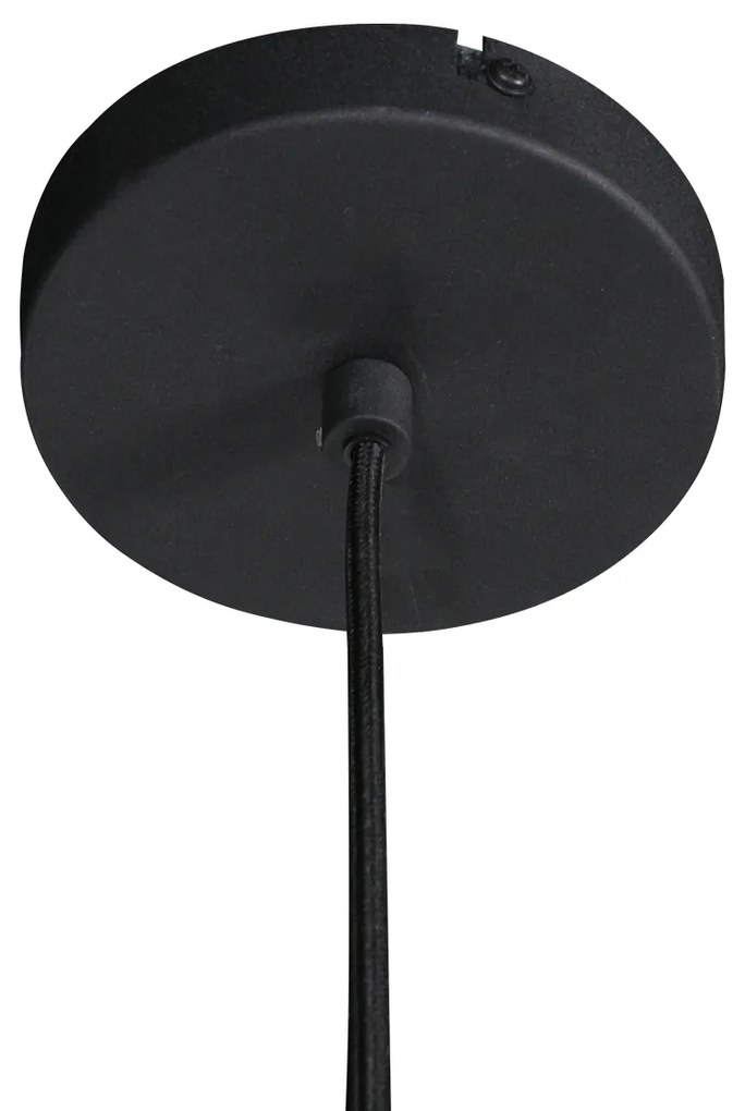 Candeeiro Pendente Japandi Preto com Abajur em Tecido 45cm - Sable