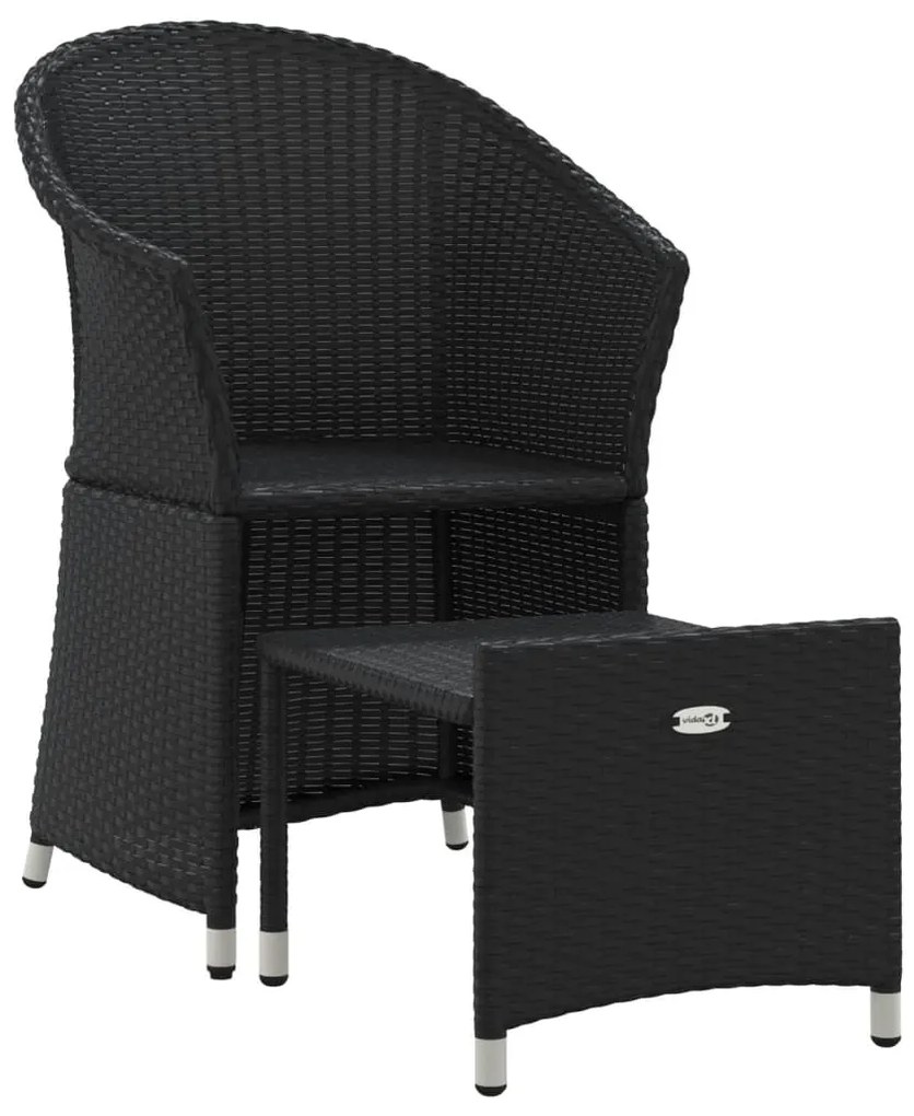 2 pcs conjunto lounge de jardim c/ almofadões vime PE preto