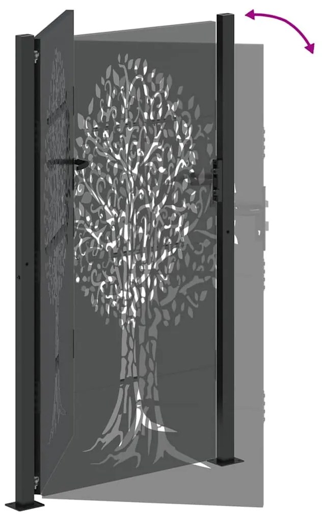 Portão de Jardim Preto 105 x 175 cm Aço com Revestimento em Pó