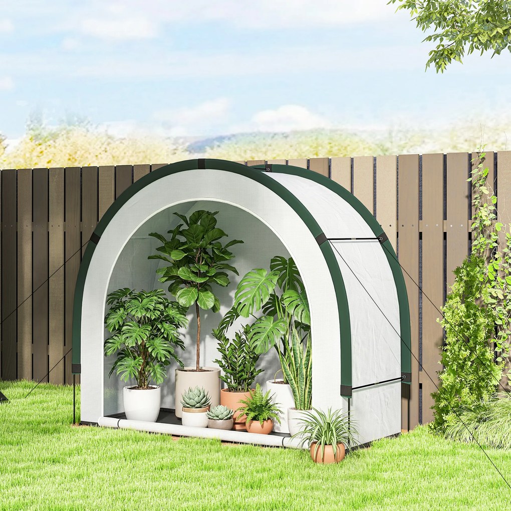 Estufa de jardim dobrável e portátil 200 x 80 x 164 cm, pequena estufa de varanda em lona de PE com porta com fecho de correr, verde