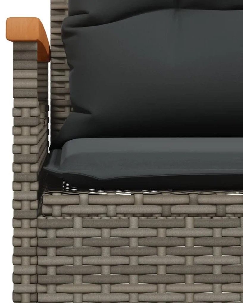 4 pcs conjunto sofás de jardim c/ almofadões vime PE cinzento