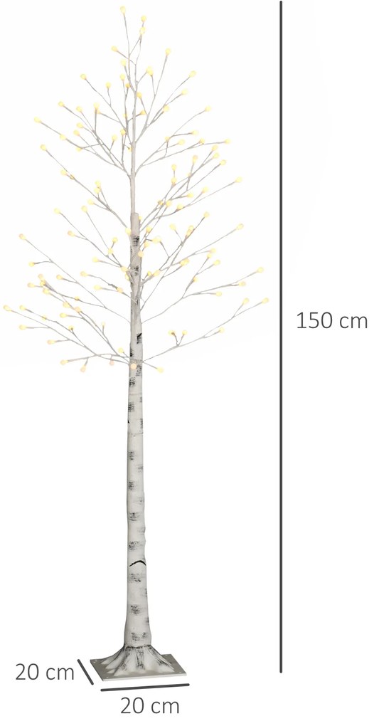 Árvore Sintética Altura 150cm com 120 Luzes LED IP44 Ajustável em 3 Modos Ramos Flexíveis e Base de Candeeiro Árvore de Decoração de Natal para Interi