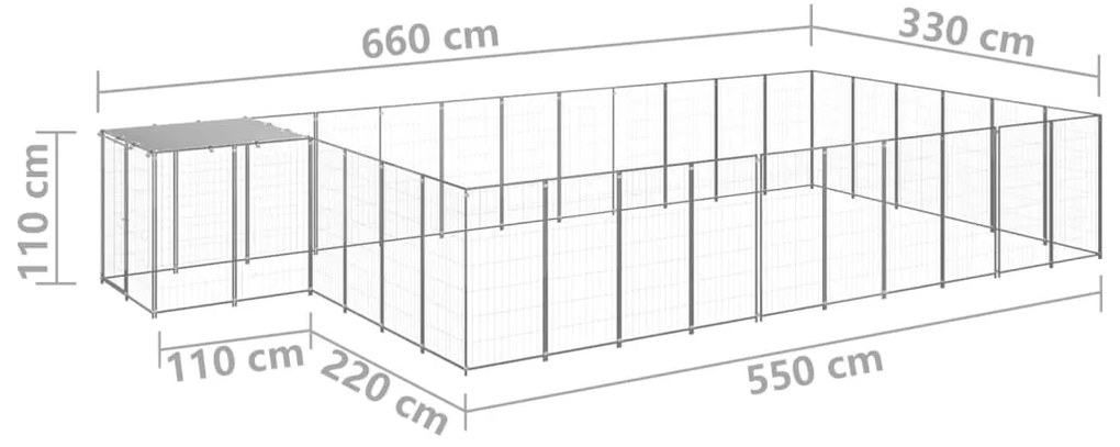 Canil 19,36 m² aço prateado