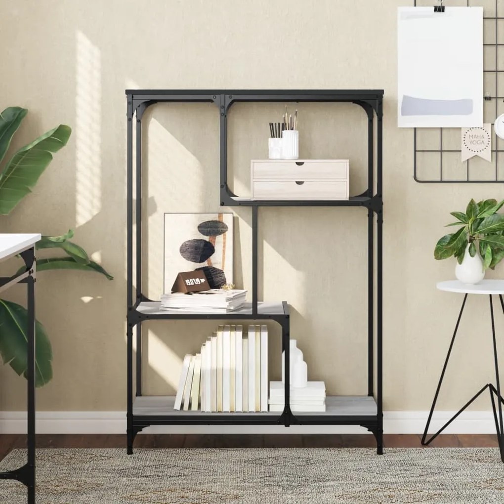 vidaXL Estante 81x36x115 cm derivados de madeira e aço cinzento sonoma