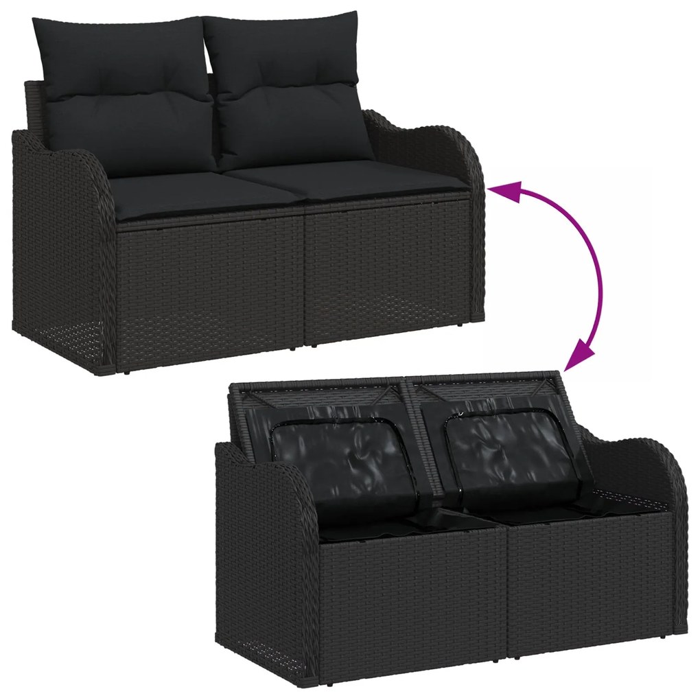Conjunto de Sofá de Jardim vidaXL 6 Peças com Almofadas Bege Rattan Si