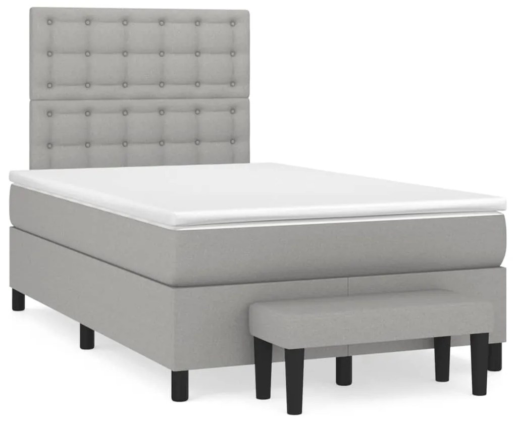 vidaXL Cama boxspring com colchão 120x190 cm tecido cinzento-claro