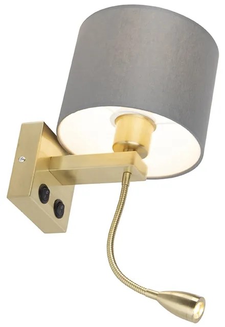 Candeeiro de parede Art Deco dourado com abajur cinzento - Brescia Moderno,Art Deco