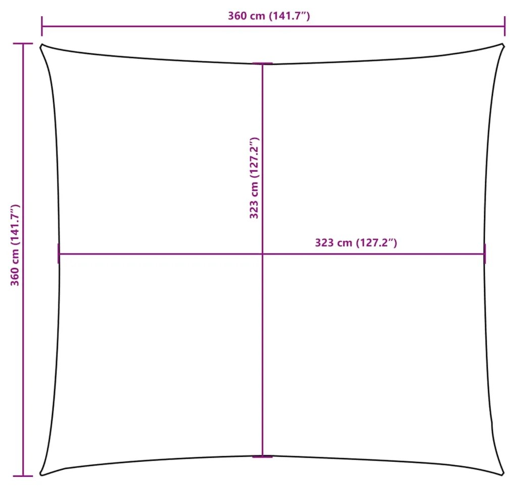 Para-sol estilo vela tecido oxford quadrangular 3,6x3,6m branco