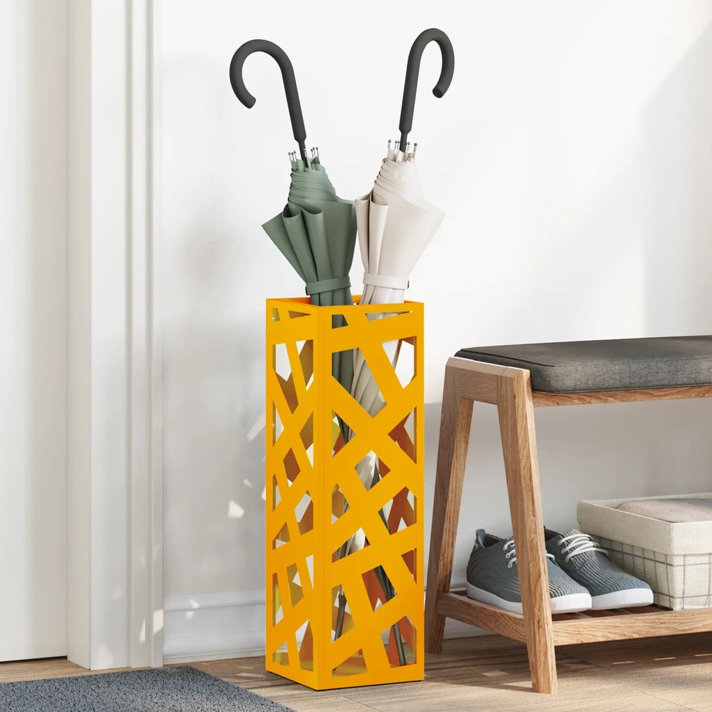 Suporte para Guarda-Chuva Amarelo Mostarda Metal Médio Elegante