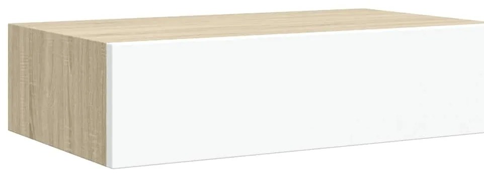 Prateleiras parede + gavetas 2pcs MDF 40x23,5x10cm carv./branco