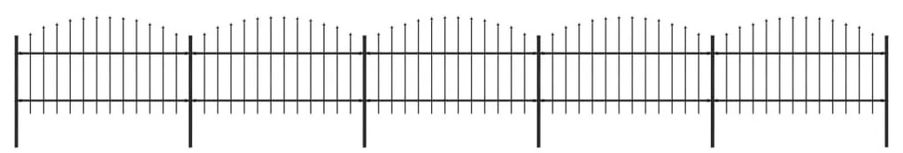 vidaXL Cerca de jardim com topo em lanças (1-1,25)x8,5 m aço preto