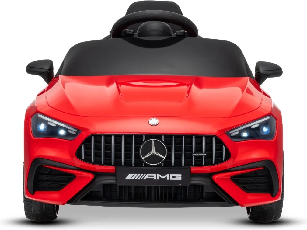 Carro elétrico para crianças Mercedes CLE 12V bateria de lítio, luzes LED, comando remoto de 2,4 GHz, ligação Bluetooth, licença ORIGINAL Vermelho