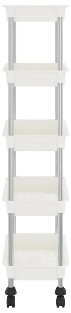 Carrinho cozinha c/ 5 prateleiras ferro/ABS 42x29x128 cm branco