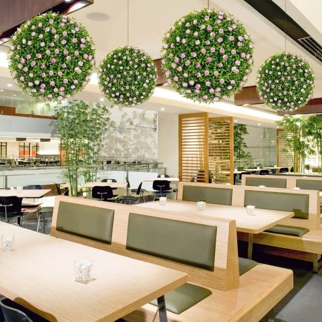 2 peças de bolas de topiaria de planta artificial de 28 cm - verde