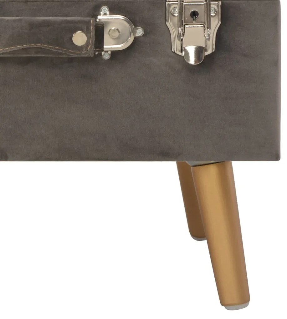 Banco de arrumação 40 cm veludo cinzento