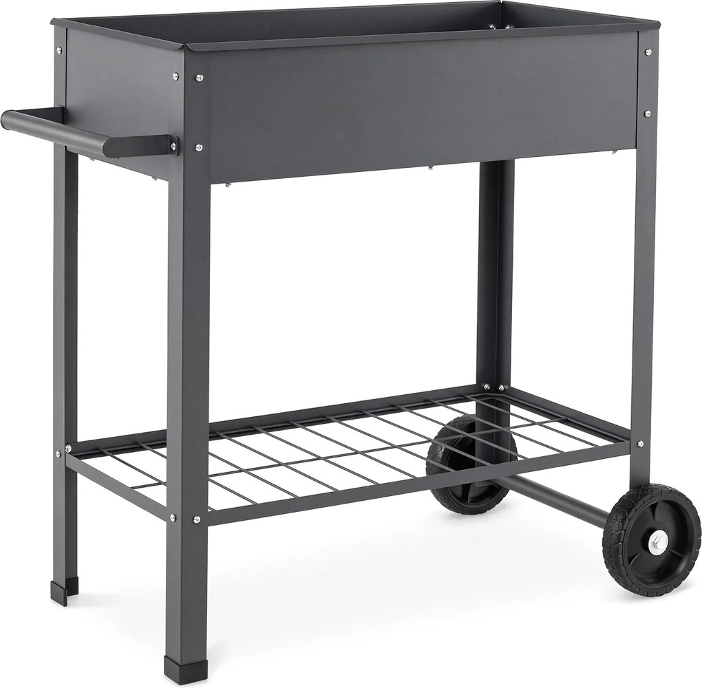 Floreira Elevada para Horta, 88 x 37 x 80 cm, com Rodas, Cinzento