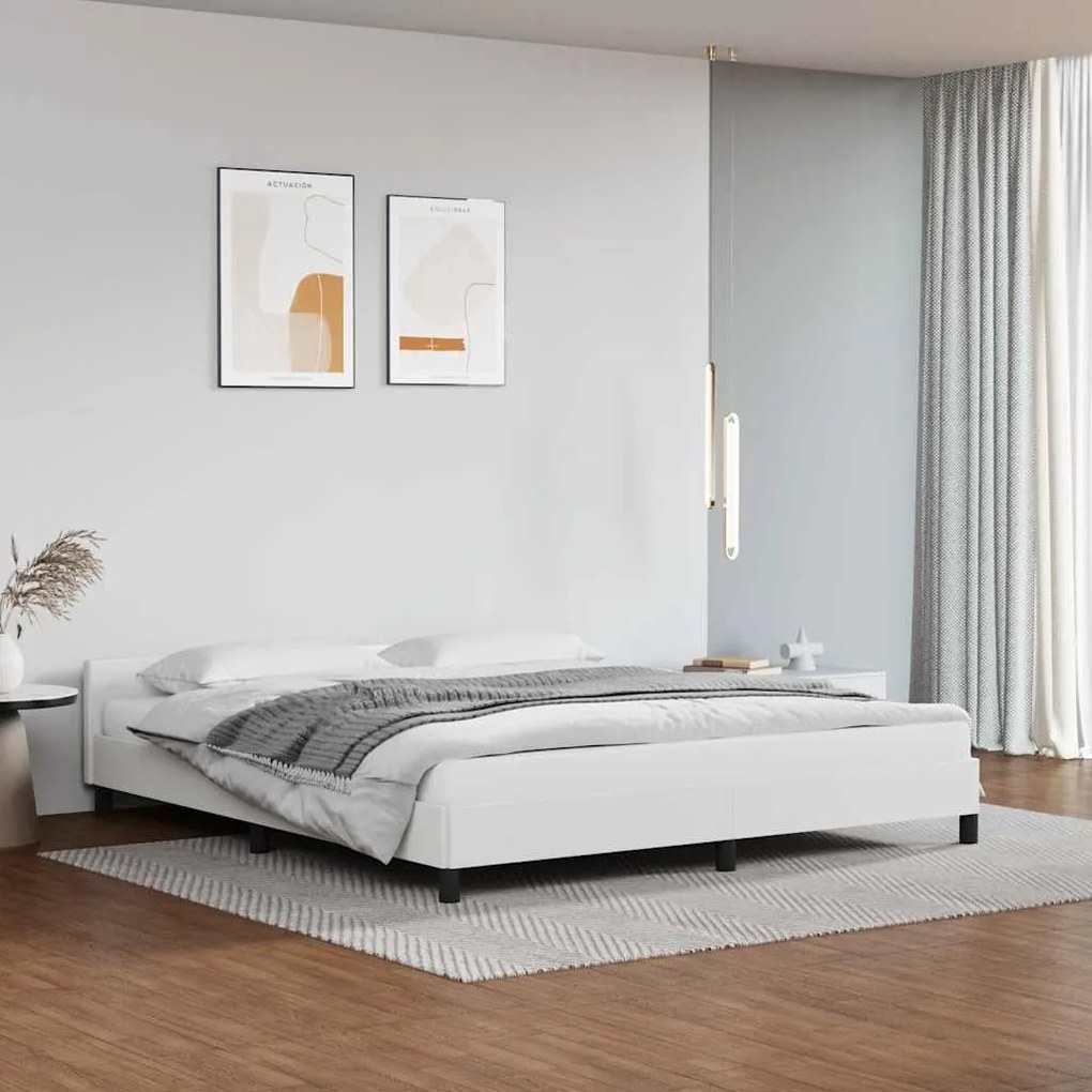 Estrutura de cama c/ cabeceira sem colchão 160x200 cm branco