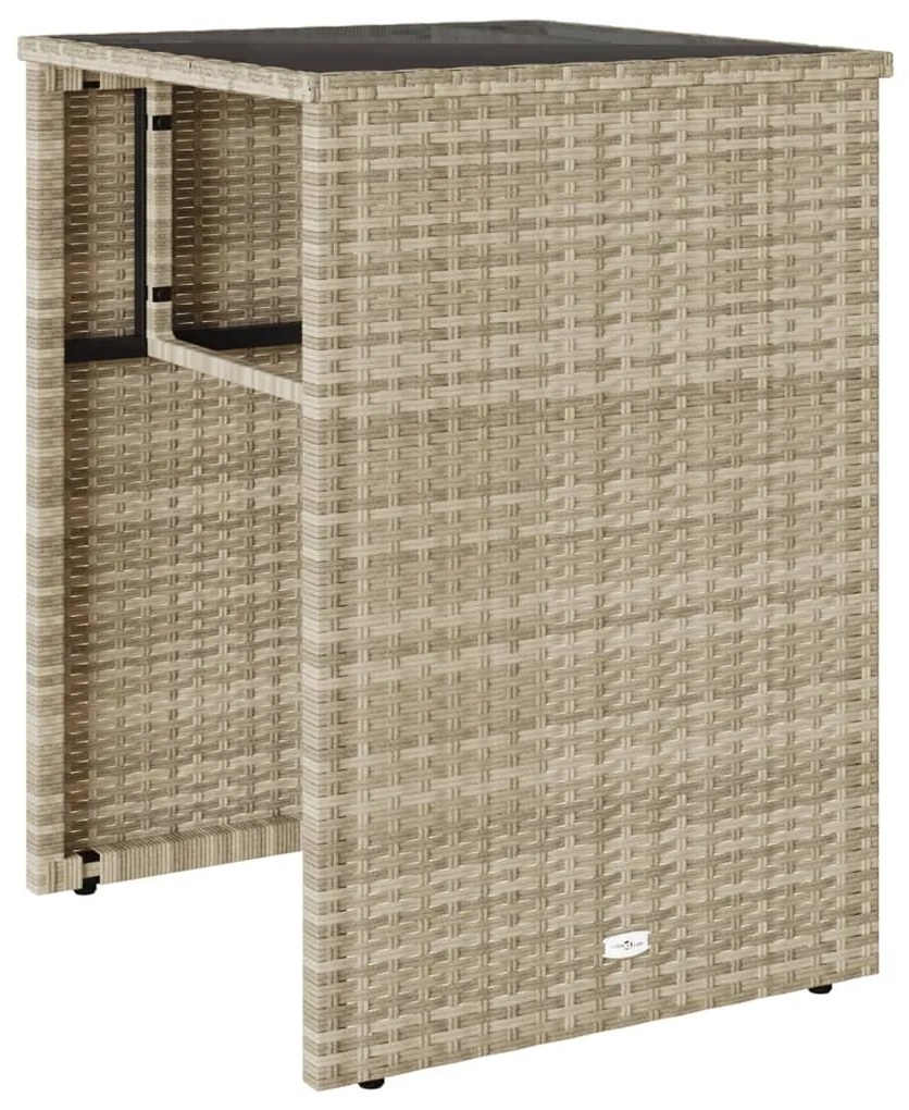 3 pcs conjunto bistrô com almofadões vime PE cinzento claro