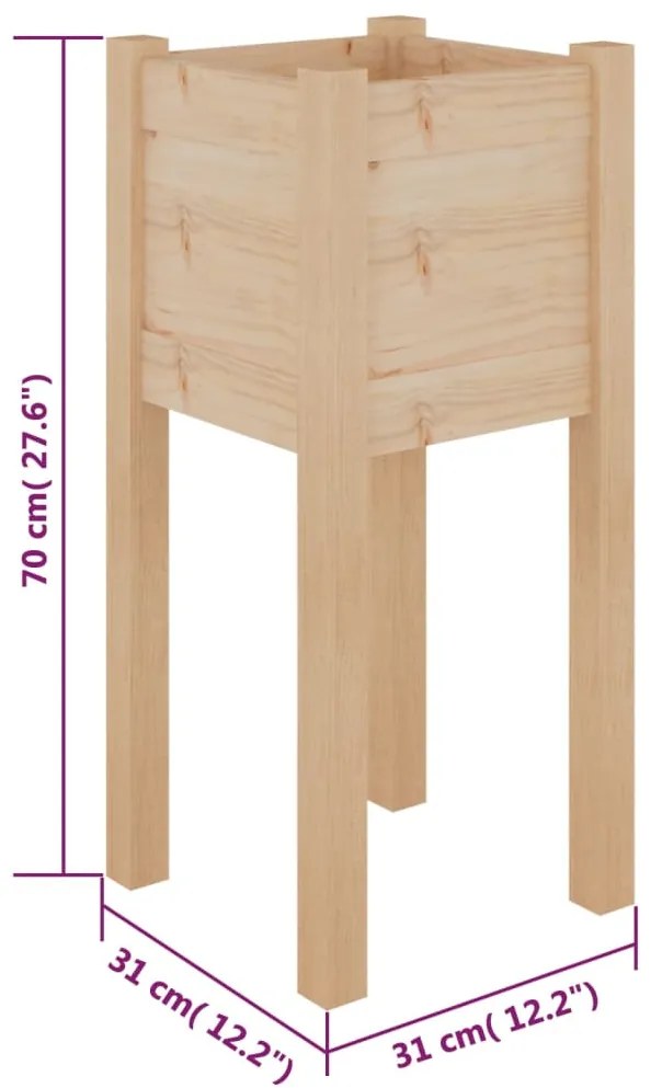 Vasos/floreiras de jardim 2 pcs 31x31x70 cm pinho maciço