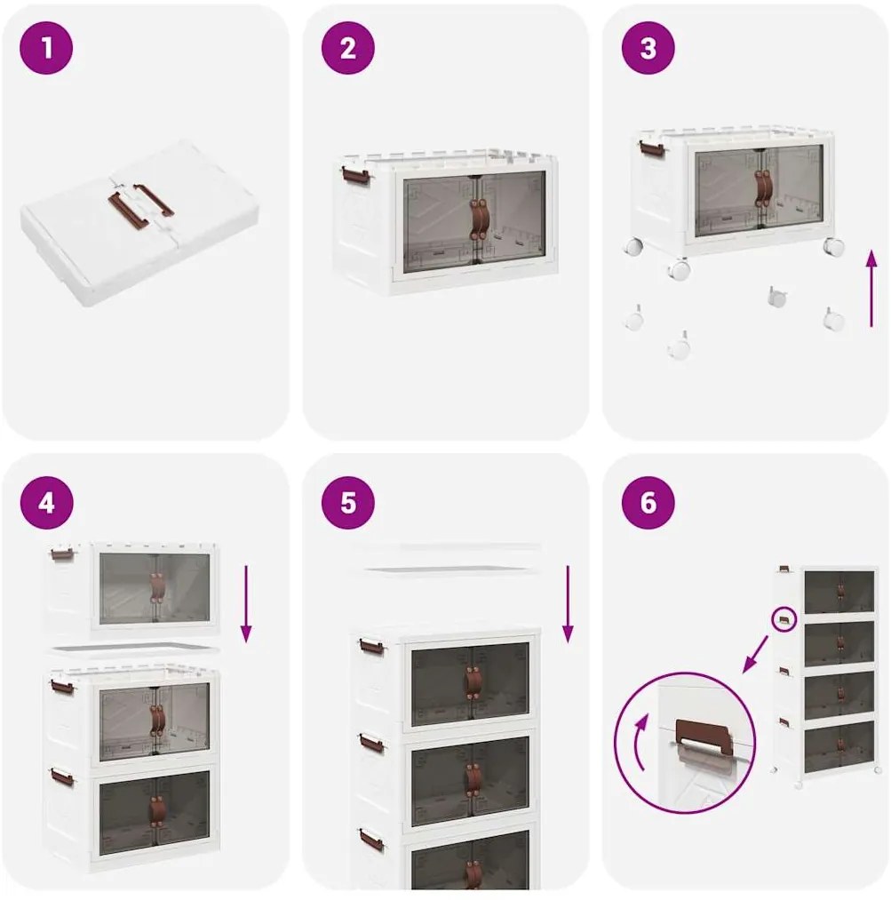 Caixa arrumação empilhável com rodas 4 níveis 75L 64x40x141,5cm