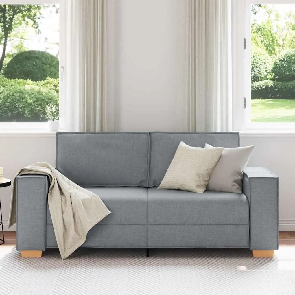 Sofá de 2 lugares cinza claro 140 cm Tecido