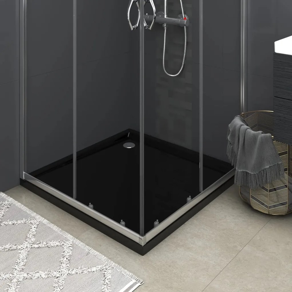 148913 vidaXL Base de chuveiro quadrada 90x90 cm ABS preto