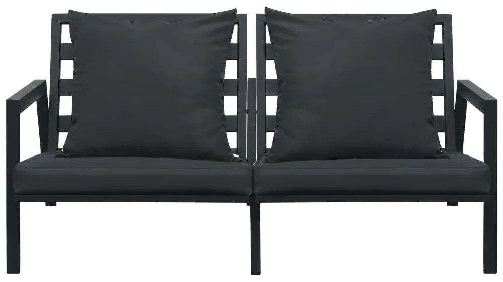 4 pcs conj. lounge jardim + almofadões alumínio cinzento-escuro