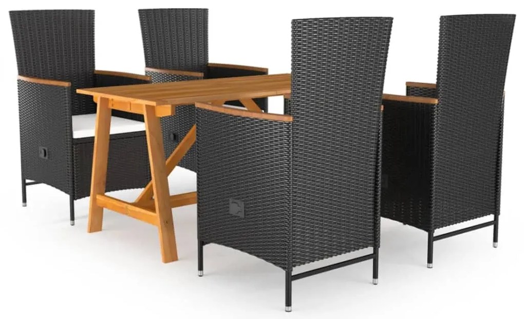 5 pcs conjunto de jantar para jardim preto